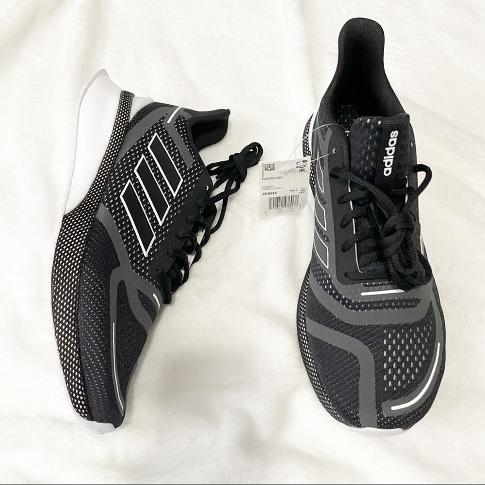 Adidas Nova running shoes black white cloud foam ortholite men’s 9